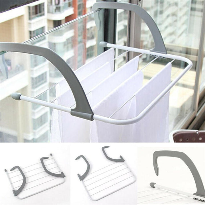 Folding Drying Rack Outdoor Portable Cloth Hanger Balcony Laundry Dryer Airer Image 1