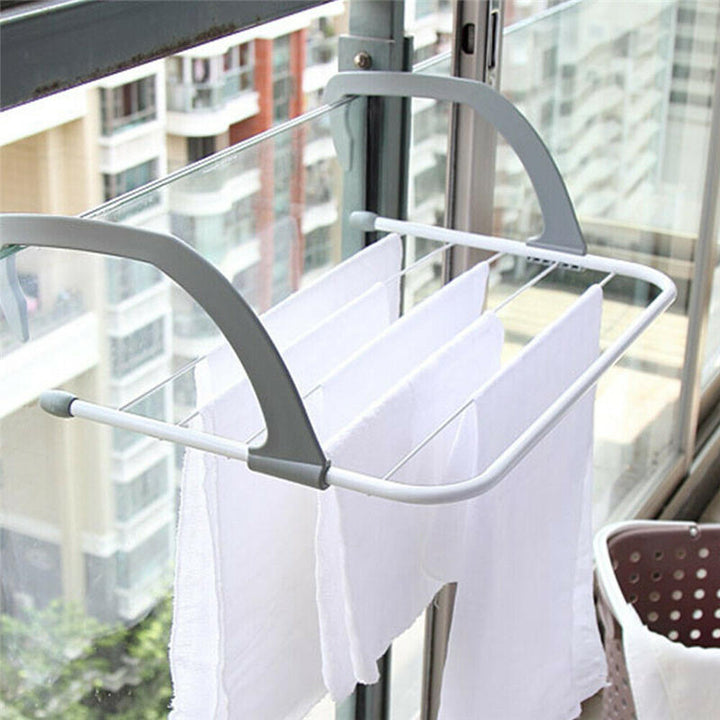 Folding Drying Rack Outdoor Portable Cloth Hanger Balcony Laundry Dryer Airer Image 4