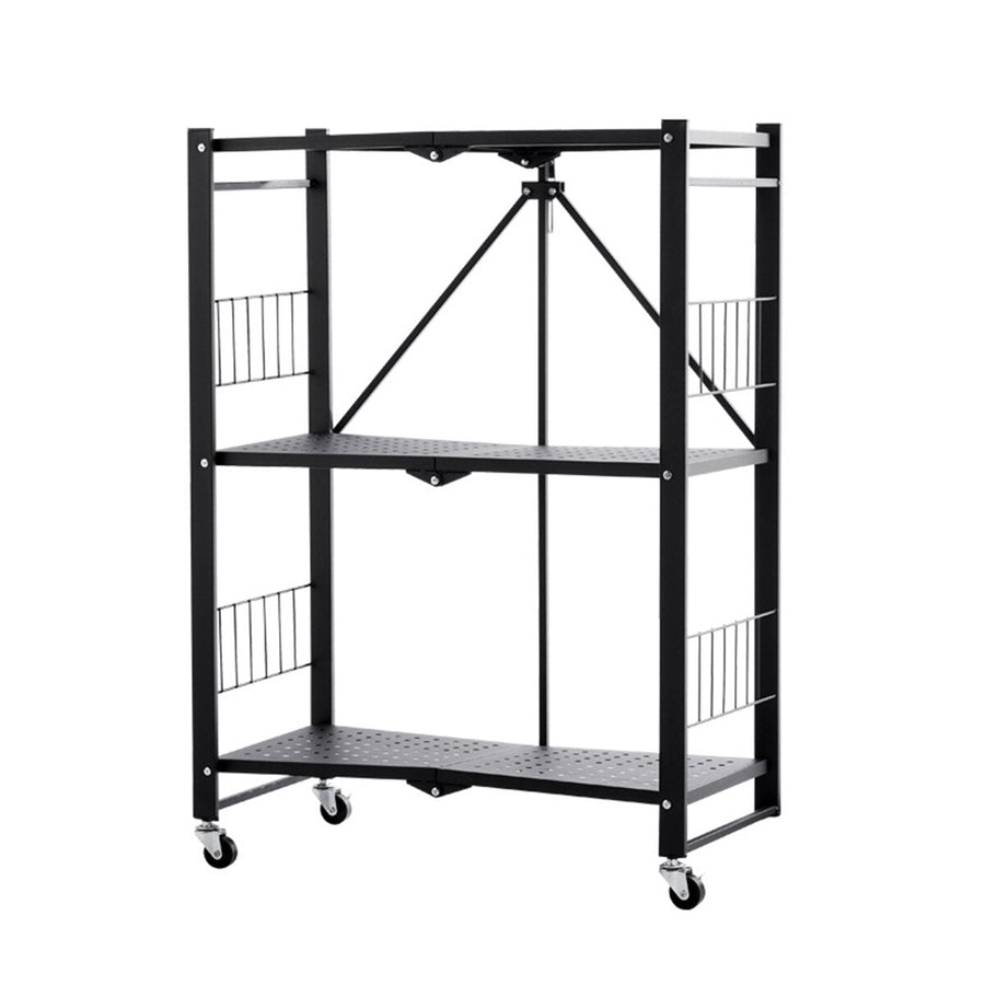 Installation-free Folding Kitchen Racks Floor-to-ceiling Multi-layer Kitchen Storage Racks Movable Racks Image 1