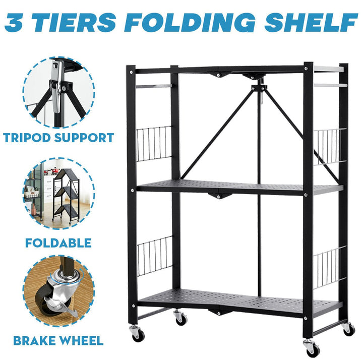 Installation-free Folding Kitchen Racks Floor-to-ceiling Multi-layer Kitchen Storage Racks Movable Racks Image 2