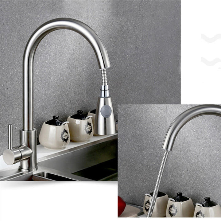 Kitchen Basin Sink Pull Out Faucet 360 Rotatable Drawing Down Sprayer Tap Hot and Cold Water Mixer Single Handle Copper Image 3