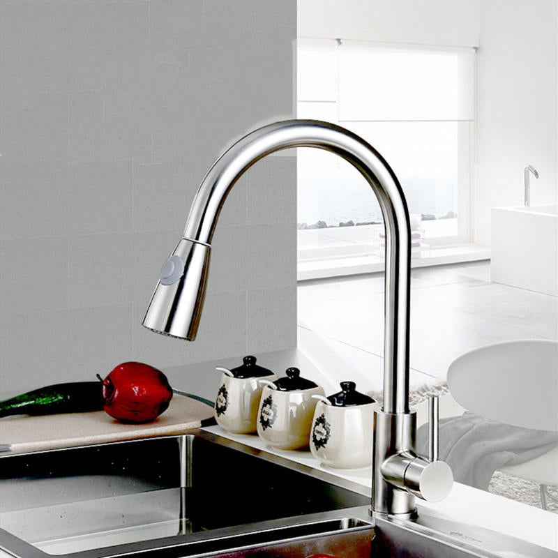 Kitchen Basin Sink Pull Out Faucet 360 Rotatable Drawing Down Sprayer Tap Hot and Cold Water Mixer Single Handle Copper Image 5