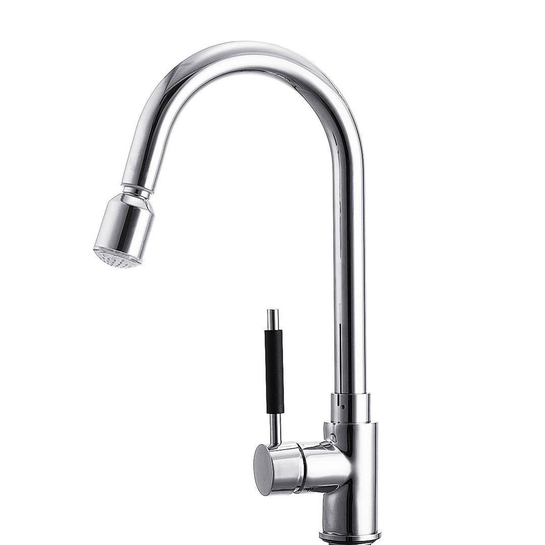 Kitchen Basin Sink Pull Out Faucet Swivel Spout Spray HotandCold Water Mixer Tap with LED light Image 1