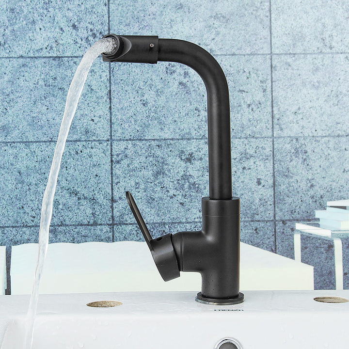 Kitchen Bathroom Basin Sink Faucet Bath Cold,Hot Mixer Water Tap 360 Rotation Black Matte Image 2