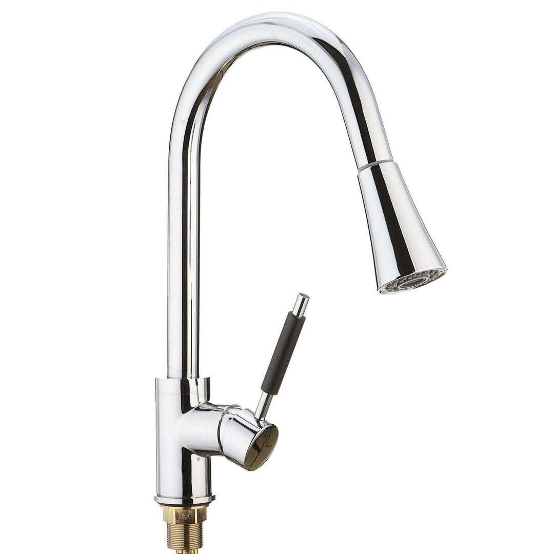 Kitchen Basin Sink Pull Out Tap Faucet Swivel Gooseneck Spout Spray Water Mixer Image 7