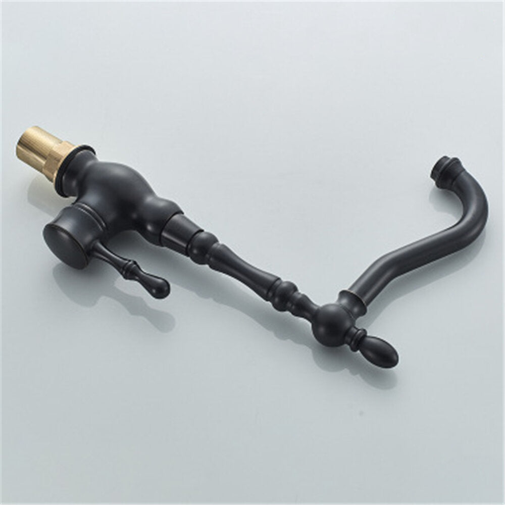 Kitchen Faucet Black Bronze Brass Antique Hot And Cold Mixer Crane Deck Mount Tap Image 7