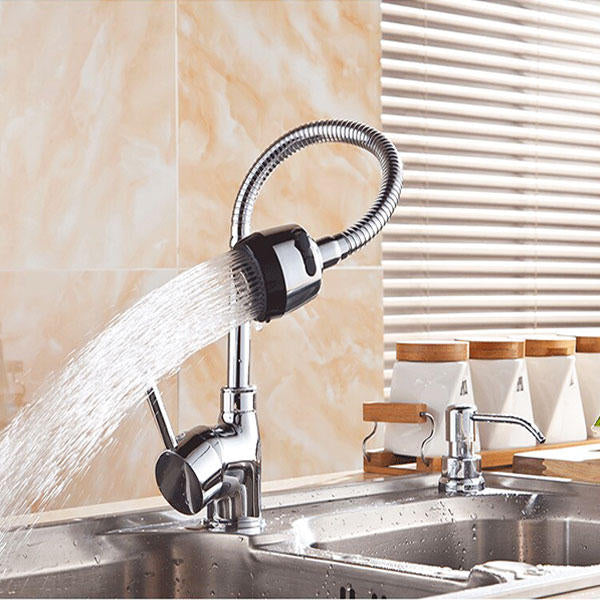 Kitchen Faucet Solid Brass Pull Tap Flexible Hot Cold Taps Water Outlet Image 3