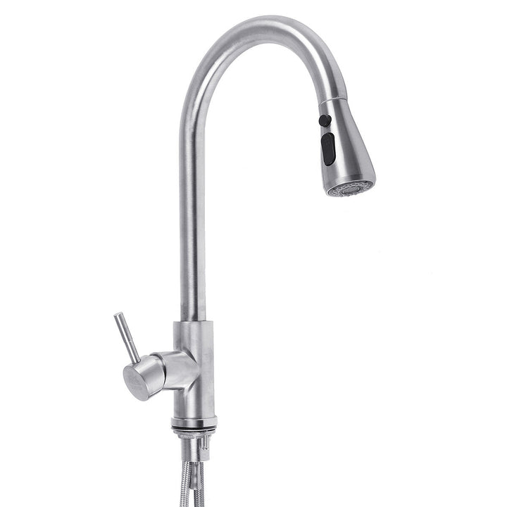 Kitchen Pull-Out Faucet Tap Mixer Spout Finish Brushed Swivel Spray 360 Image 4