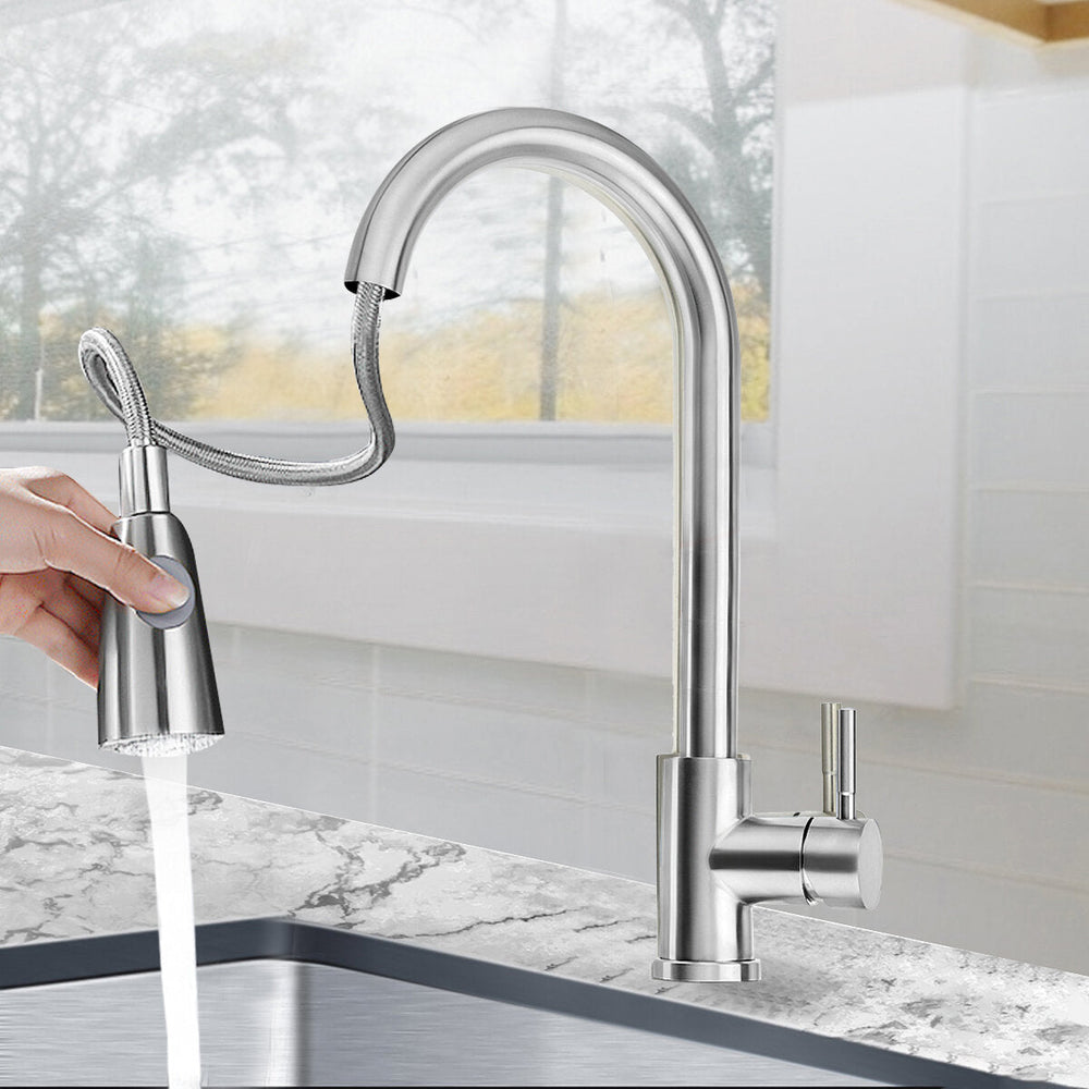 Kitchen Sink Faucet Pull Out Sprayer Head Two Water Spray Mode Stainless Steel Mixer Tap Image 2