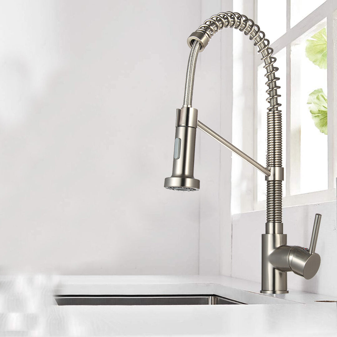 Kitchen Faucet Swivel Spout Single Handle Sink Pull Down Spray Mixer Tap Image 3