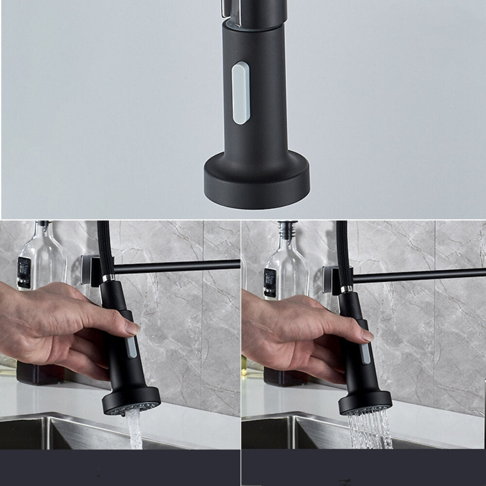 Kitchen Faucet With Pull Down Sprayer Commercial Spring Sink Single Handle Hot Cold Mixer Tap Image 4