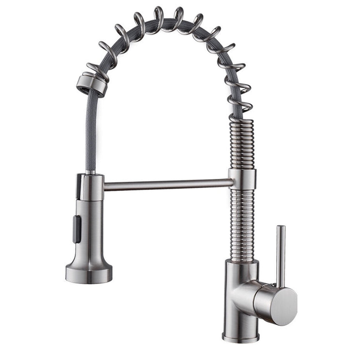 Kitchen Faucet With Pull Down Sprayer Commercial Spring Sink Single Handle Hot Cold Mixer Tap Image 6