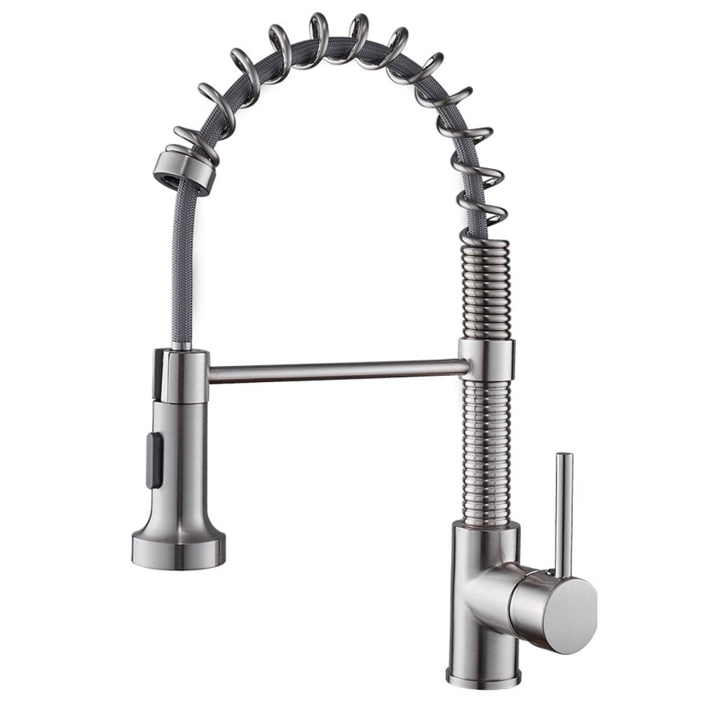 Kitchen Faucet With Pull Down Sprayer Commercial Spring Sink Single Handle Hot Cold Mixer Tap Image 1