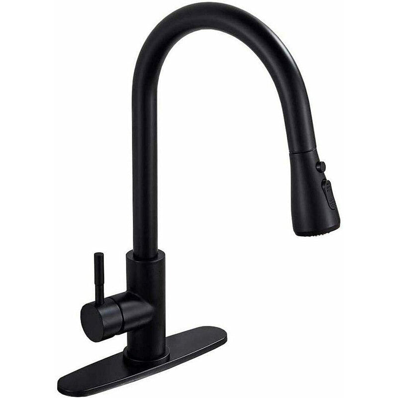 Kitchen Faucet With Pull Down Sprayer Brushed Nickel High Arc Single Handle Stainless Steel Hot Cold Mixer Tap Image 1