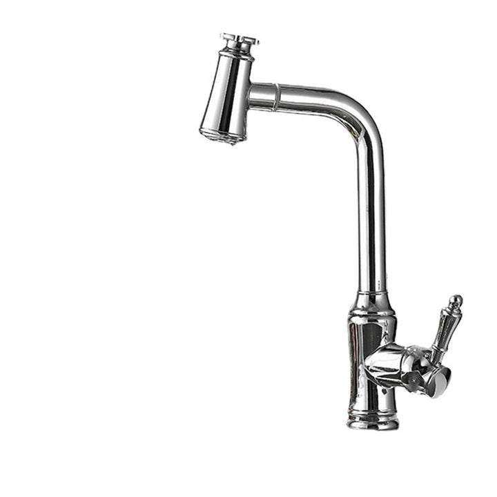 Kitchen Sink Faucet Pull-Out Sprayer Brass Hot Cold Water Mixer Tap Two Mode 360 Swivel With Hose Image 4