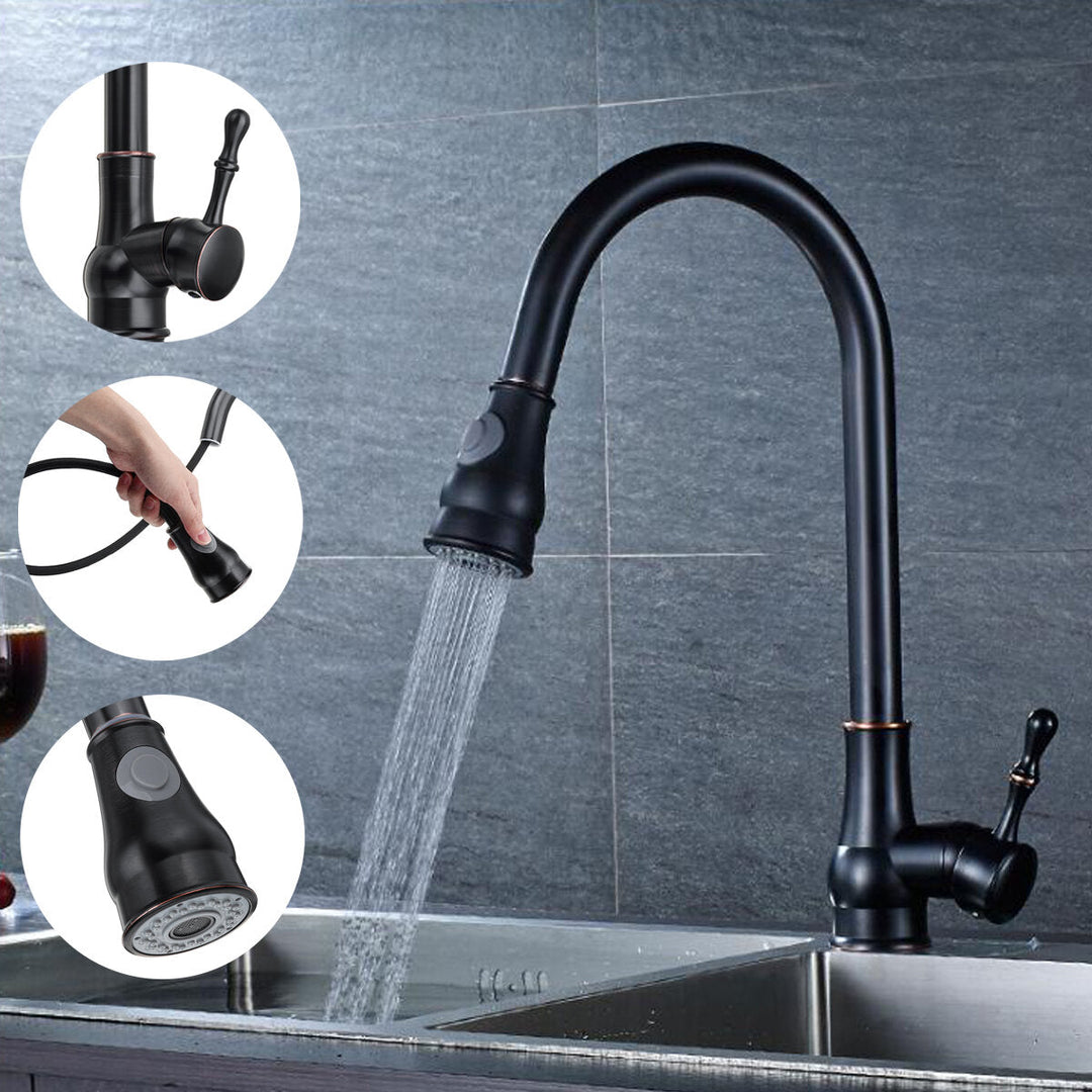 Kitchen Sink Faucet Pull Out Sprayer 360 Rotate Single Handle Mixer Tap Copper Image 2