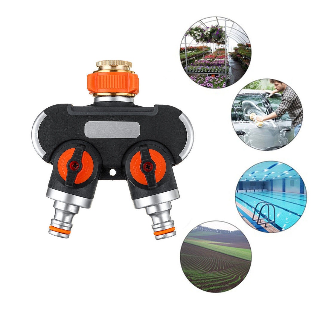 Hose Splitter Water Quick Connector Irrigation 2 Way Tap Garden With Swith 4 Gasket Image 3