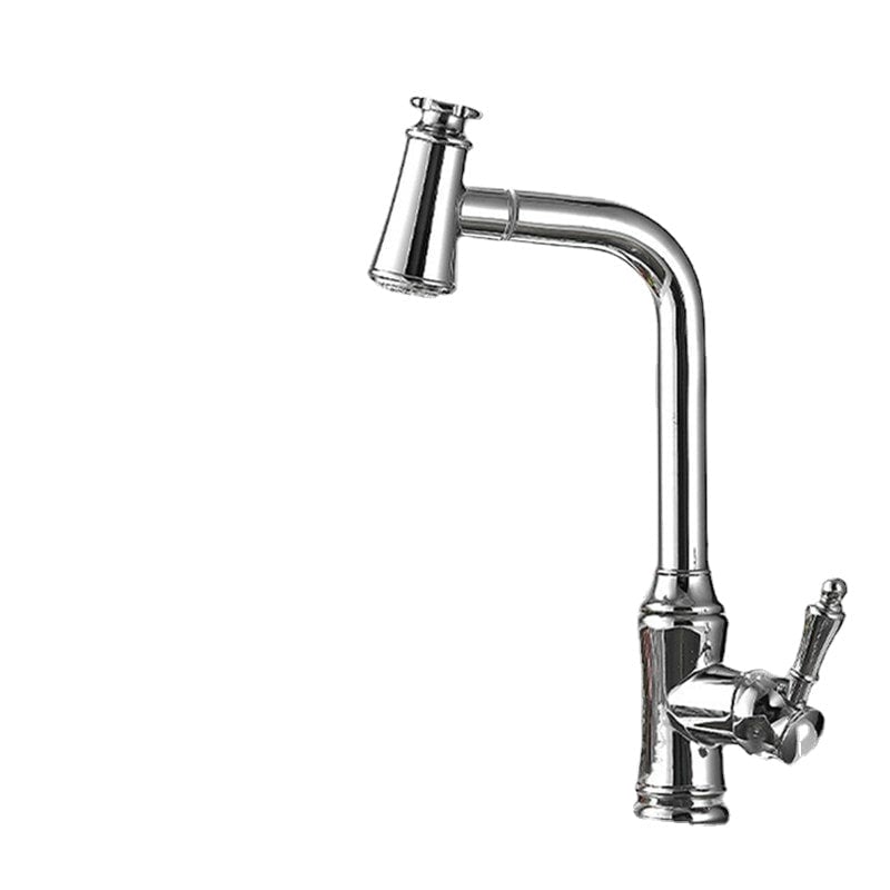 Kitchen Sink Faucet Pull-Out Sprayer Brass Hot Cold Water Mixer Tap Two Mode 360 Swivel With Hose Image 7