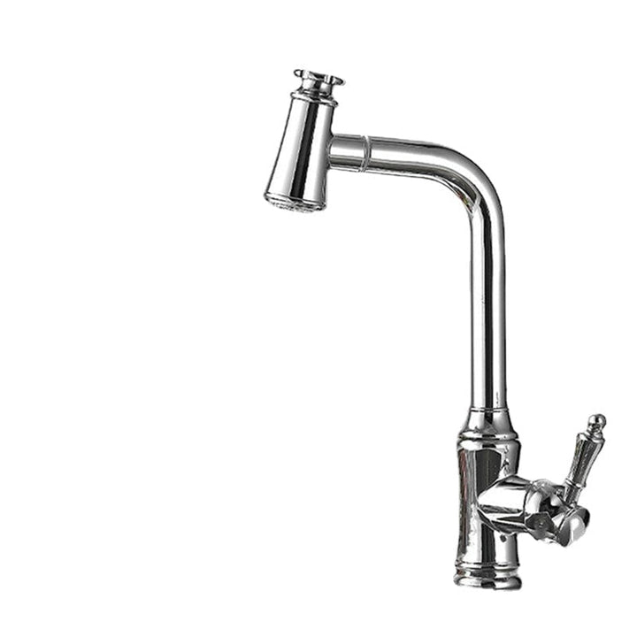 Kitchen Sink Faucet Pull-Out Sprayer Brass Hot Cold Water Mixer Tap Two Mode 360 Swivel With Hose Image 9