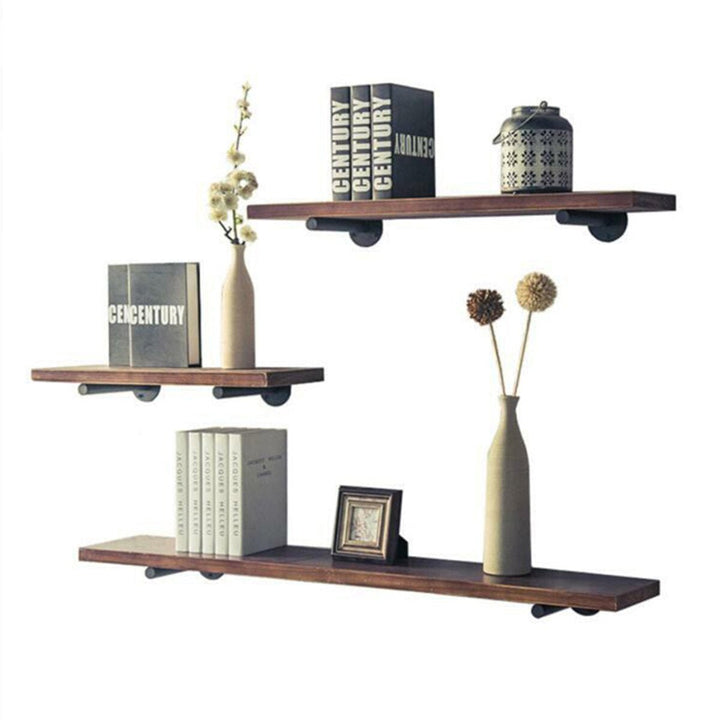 Iron Pipe Shelf Retro Design Black Iron Pipe Wall Mount Shelf Shelving Tool Image 3