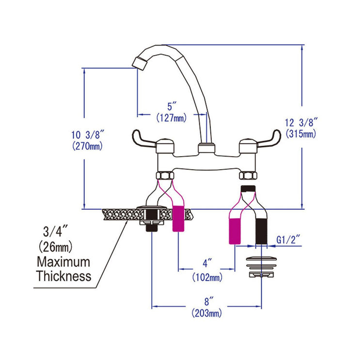 Hot Cold Water Dispenser Basin Sink 360 Degree Swivel Dual Lever Deck Mount Spout Faucet Image 4