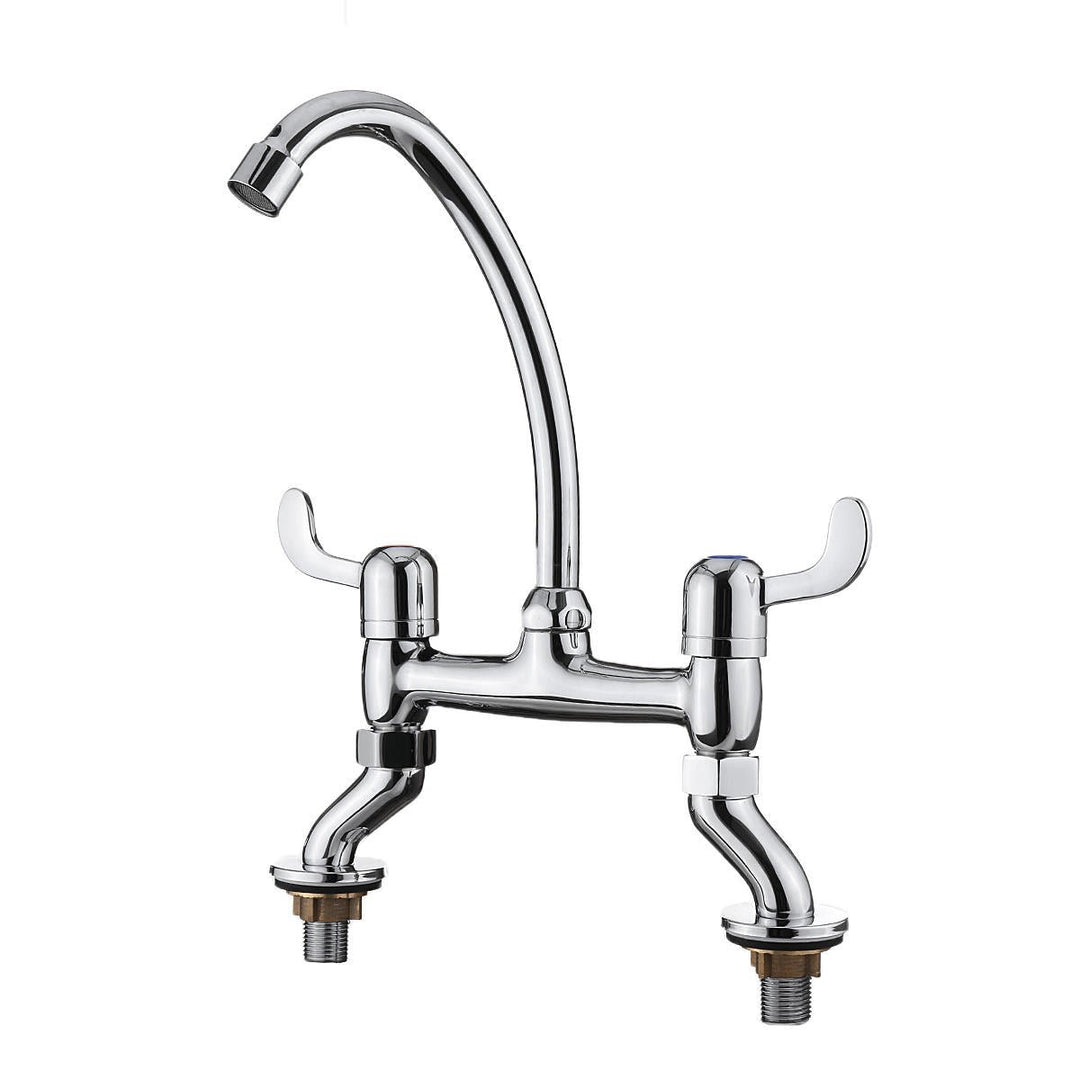 Hot Cold Water Dispenser Basin Sink 360 Degree Swivel Dual Lever Deck Mount Spout Faucet Image 7