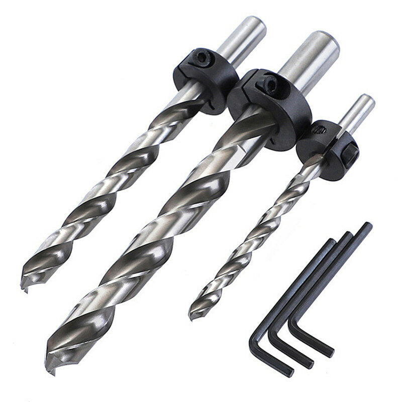 HSS Imperial Twist Drill Bit Woodworking Bevel Drill Bit with Limited Ring and Hex Wrench Image 2