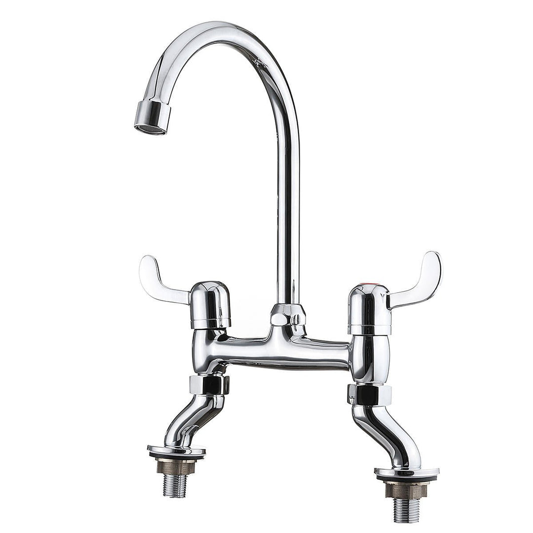 Hot Cold Water Dispenser Basin Sink 360 Degree Swivel Dual Lever Deck Mount Spout Faucet Image 10