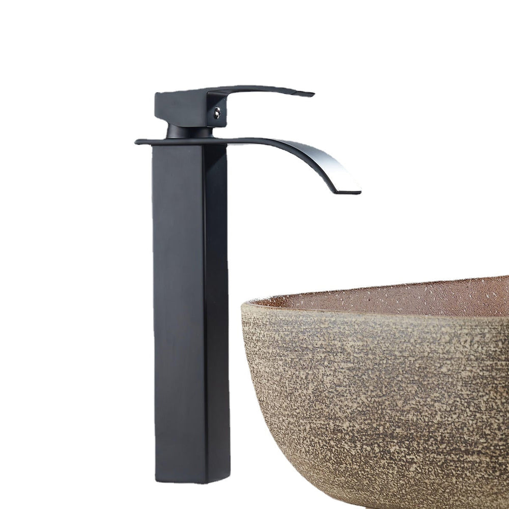 Matte Black 1,2 Inch Brass Modern Bathroom Basin Faucet Spout Hot and Cold Water Mixer Tap Single Handle Image 2