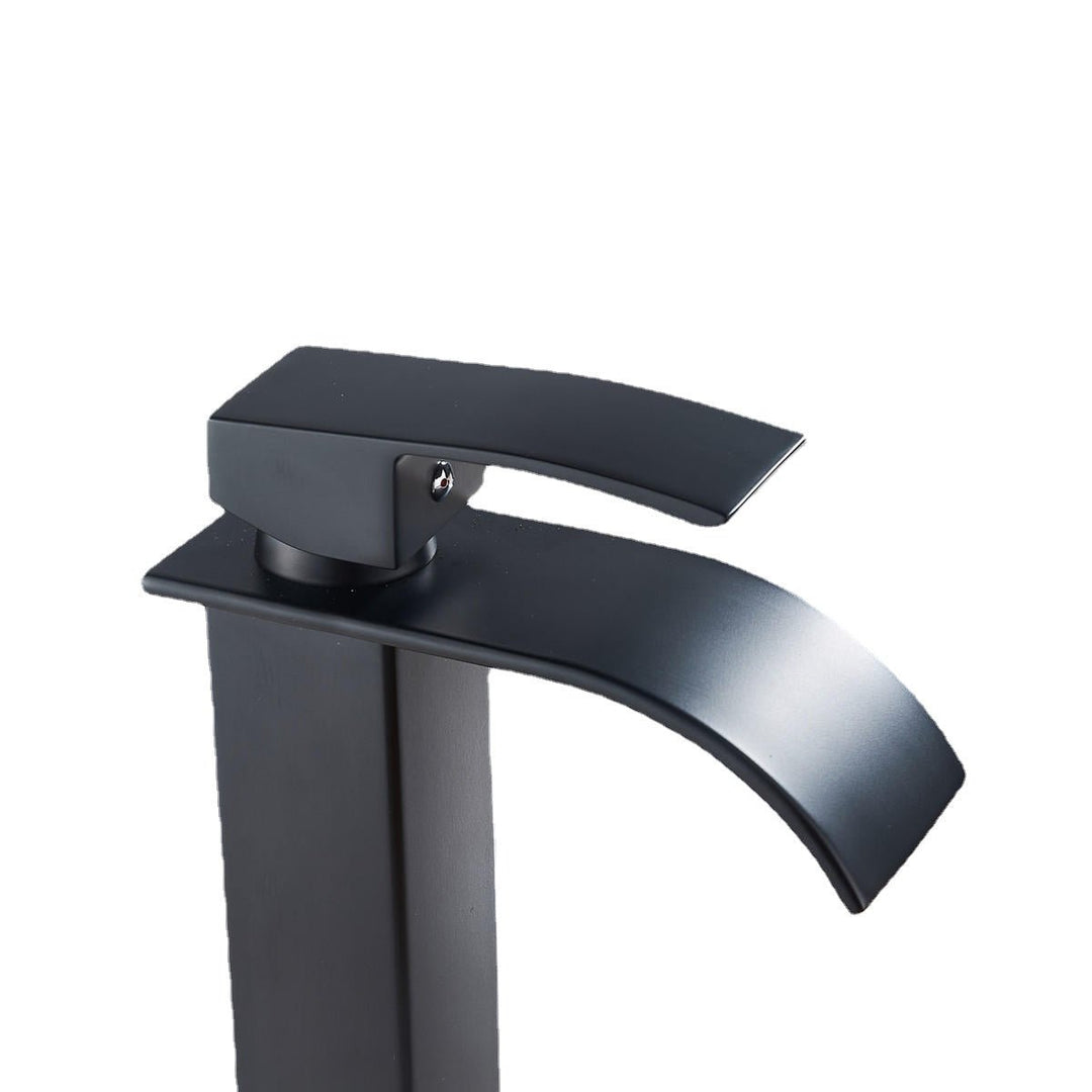 Matte Black 1,2 Inch Brass Modern Bathroom Basin Faucet Spout Hot and Cold Water Mixer Tap Single Handle Image 5