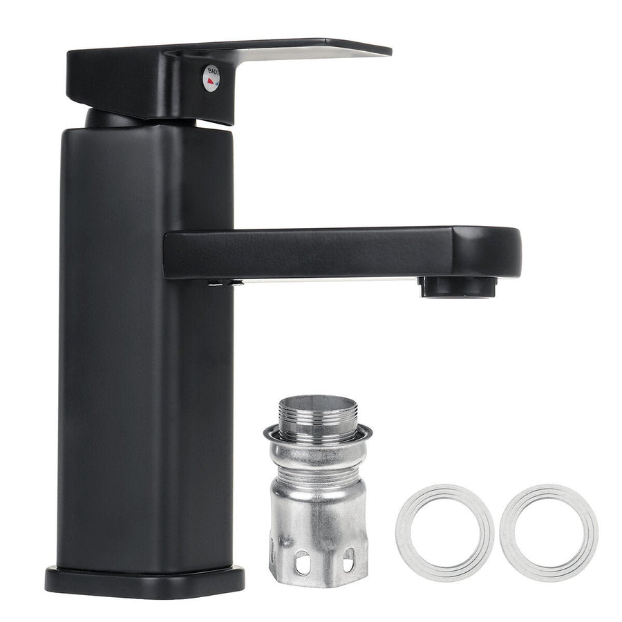 Matte Black Bathroom Sink Faucet Basin Cold,Hot Mixer Tap Single Handle Image 1