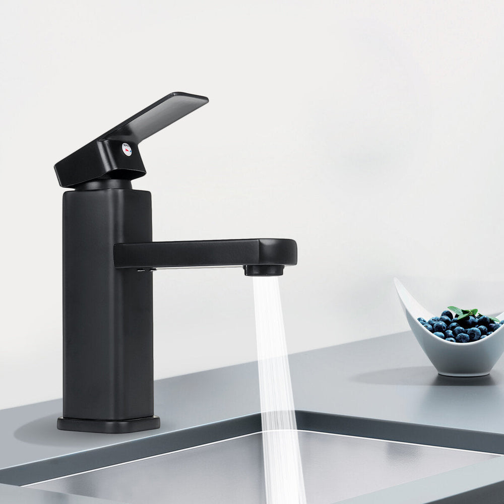 Matte Black Bathroom Sink Faucet Basin Cold,Hot Mixer Tap Single Handle Image 2