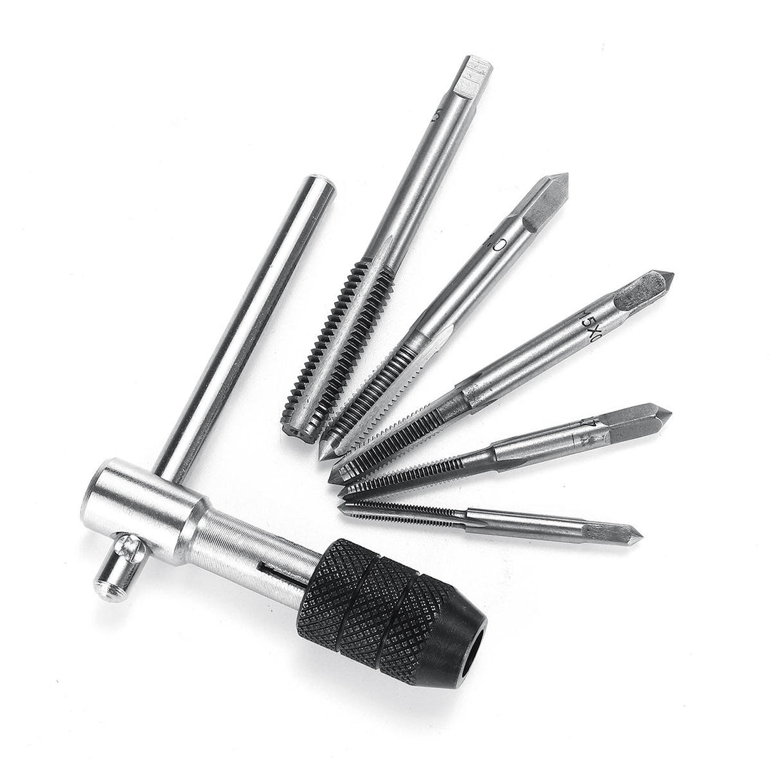 M3-M8 Tap Drill Set T Handle Ratchet Tap Wrench Machinist Tool With Screw Tap Hand Image 3