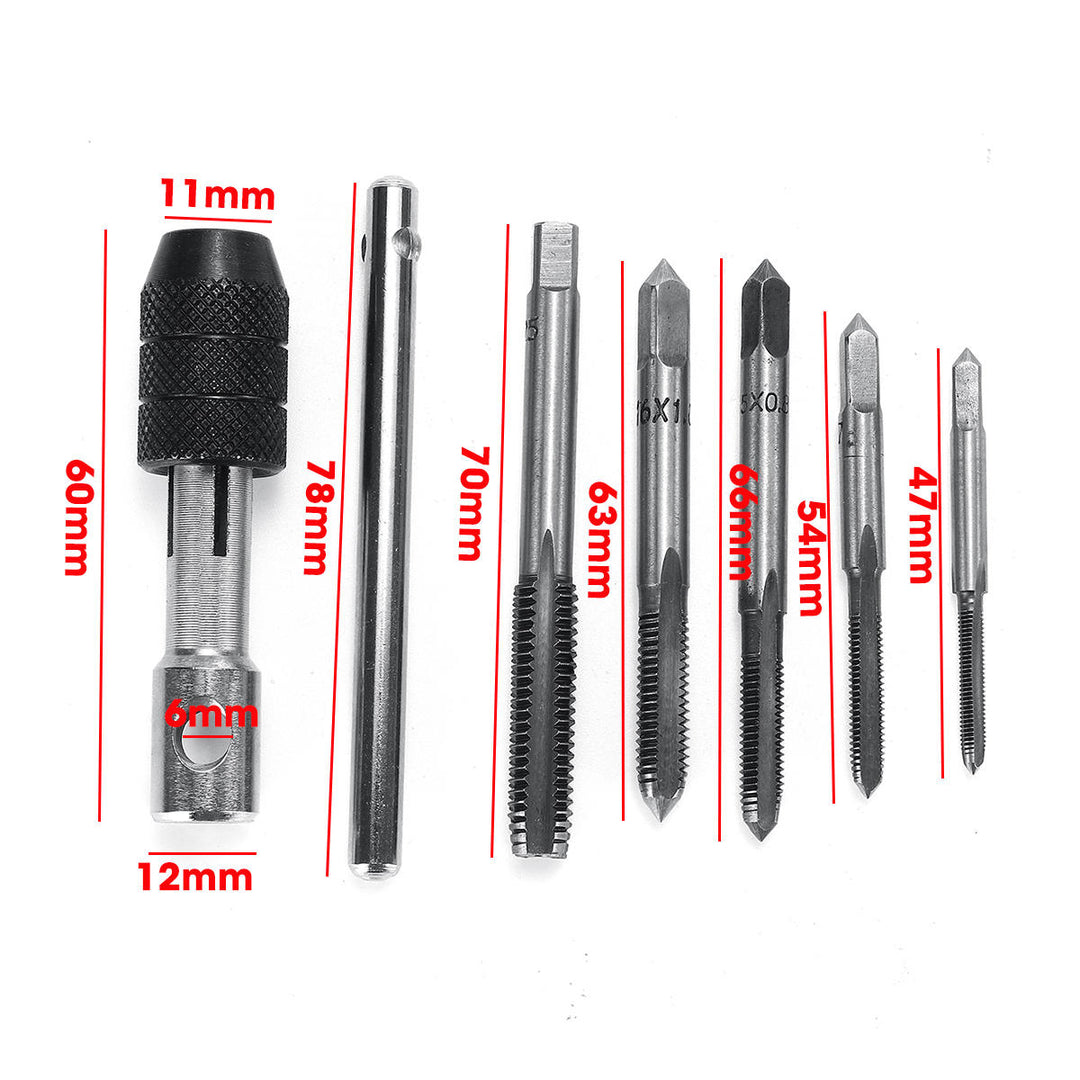 M3-M8 Tap Drill Set T Handle Ratchet Tap Wrench Machinist Tool With Screw Tap Hand Image 4