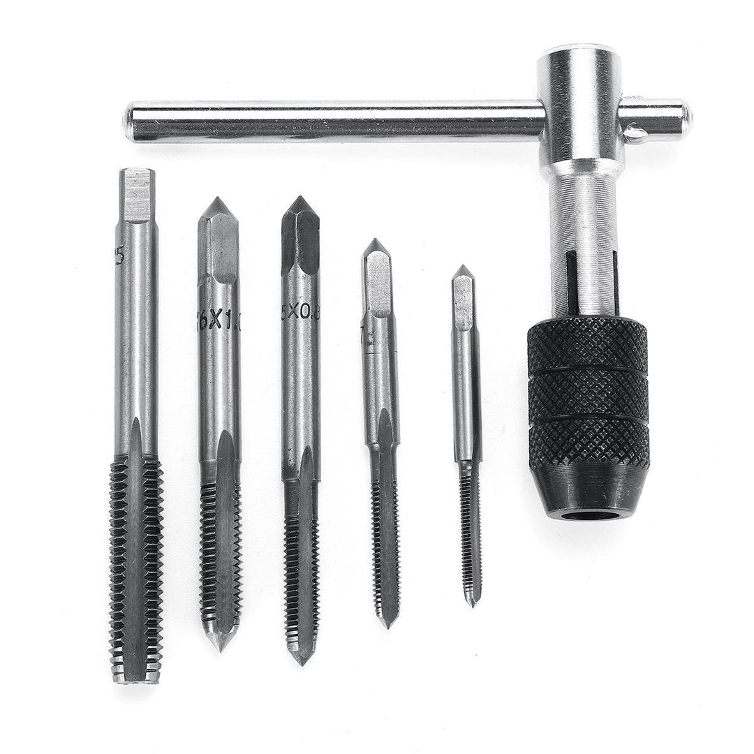 M3-M8 Tap Drill Set T Handle Ratchet Tap Wrench Machinist Tool With Screw Tap Hand Image 5