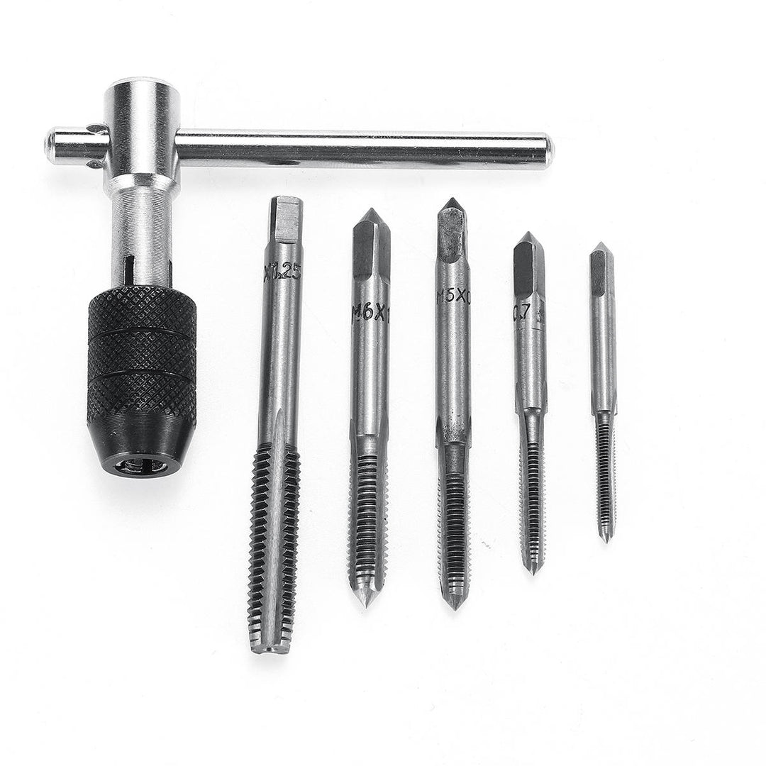 M3-M8 Tap Drill Set T Handle Ratchet Tap Wrench Machinist Tool With Screw Tap Hand Image 7