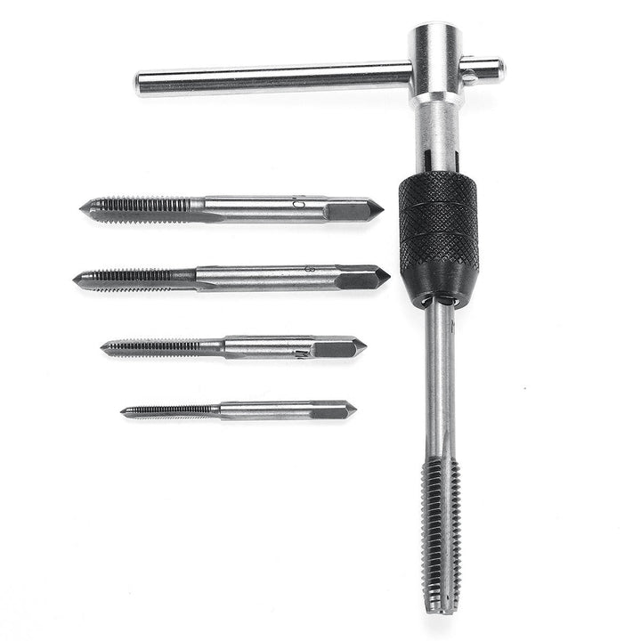 M3-M8 Tap Drill Set T Handle Ratchet Tap Wrench Machinist Tool With Screw Tap Hand Image 8