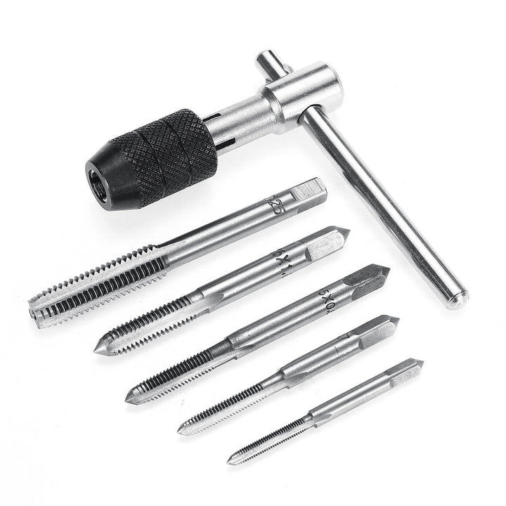 M3-M8 Tap Drill Set T Handle Ratchet Tap Wrench Machinist Tool With Screw Tap Hand Image 12