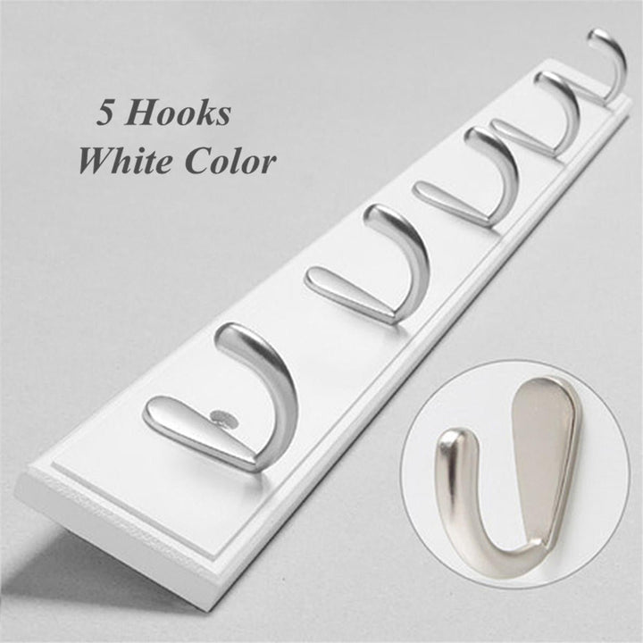 Metal Hooks Wall Mounted Bamboo Hanging Rack Wall Hanger for Coat Clothes Towel Image 1