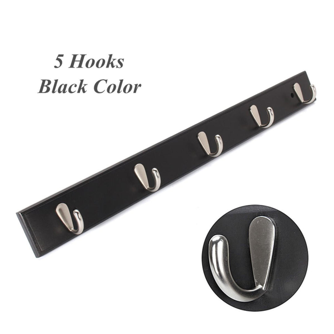 Metal Hooks Wall Mounted Bamboo Hanging Rack Wall Hanger for Coat Clothes Towel Image 10