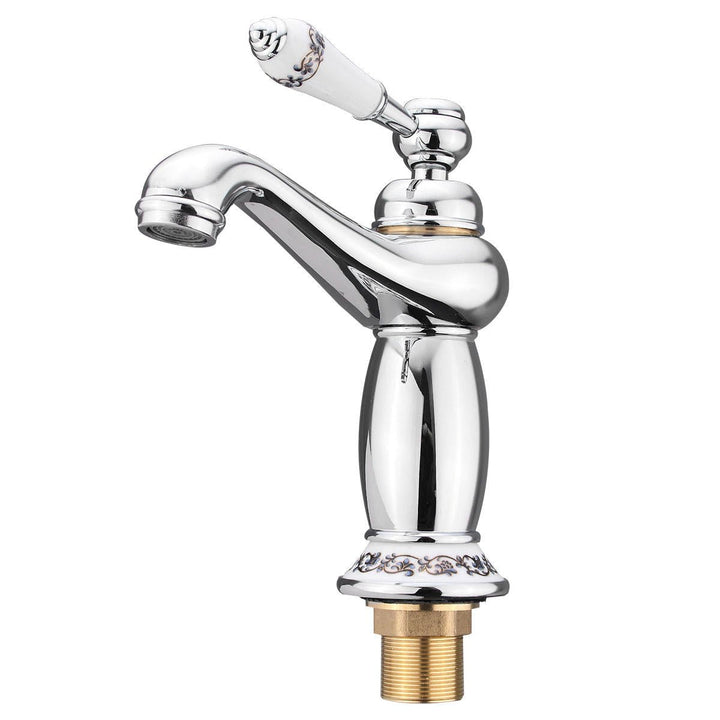 Modern Brass Finish Carving Single Handle Bathroom Kitchen Sink Faucet Mix Tap Image 8