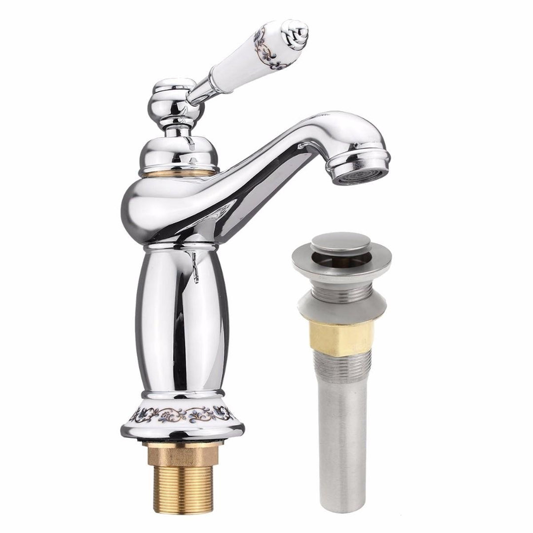 Modern Brass Finish Carving Single Handle Bathroom Kitchen Sink Faucet Mix Tap Image 9