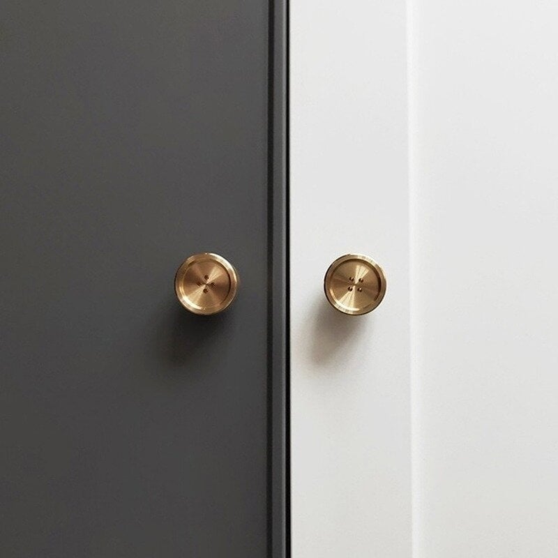 Nordic Simple Creative Button Handle Door Knob Pure Copper Drawer Cupboard Wardrobe Shoe Door Pull Round Handle Image 1