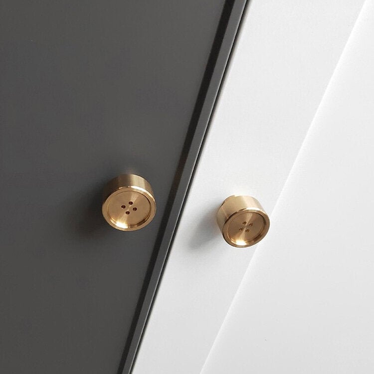 Nordic Simple Creative Button Handle Door Knob Pure Copper Drawer Cupboard Wardrobe Shoe Door Pull Round Handle Image 2