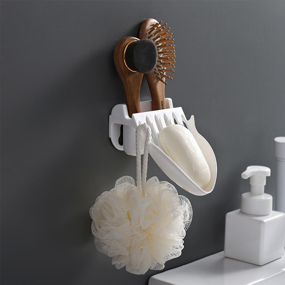 Non-Perforated Double-Layer Soap Box Strong Non-Stick Paste Bathroom Drain Toilet Wall-Mounted Soap Dual-Use Shelf Rack Image 4