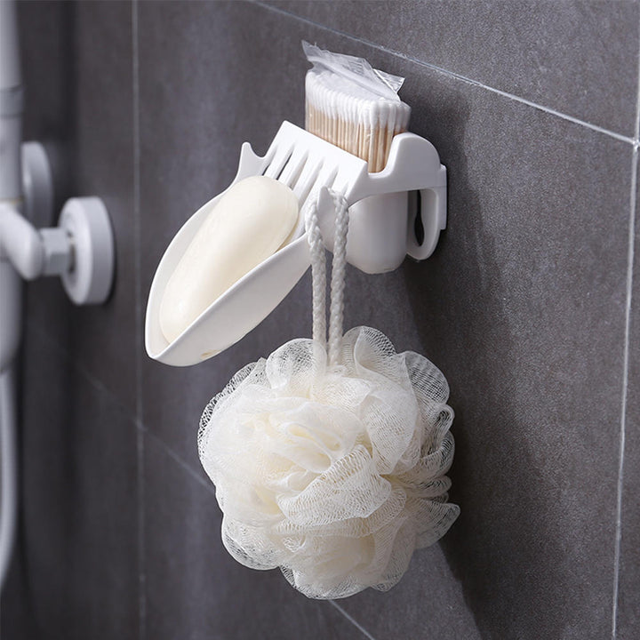 Non-Perforated Double-Layer Soap Box Strong Non-Stick Paste Bathroom Drain Toilet Wall-Mounted Soap Dual-Use Shelf Rack Image 5