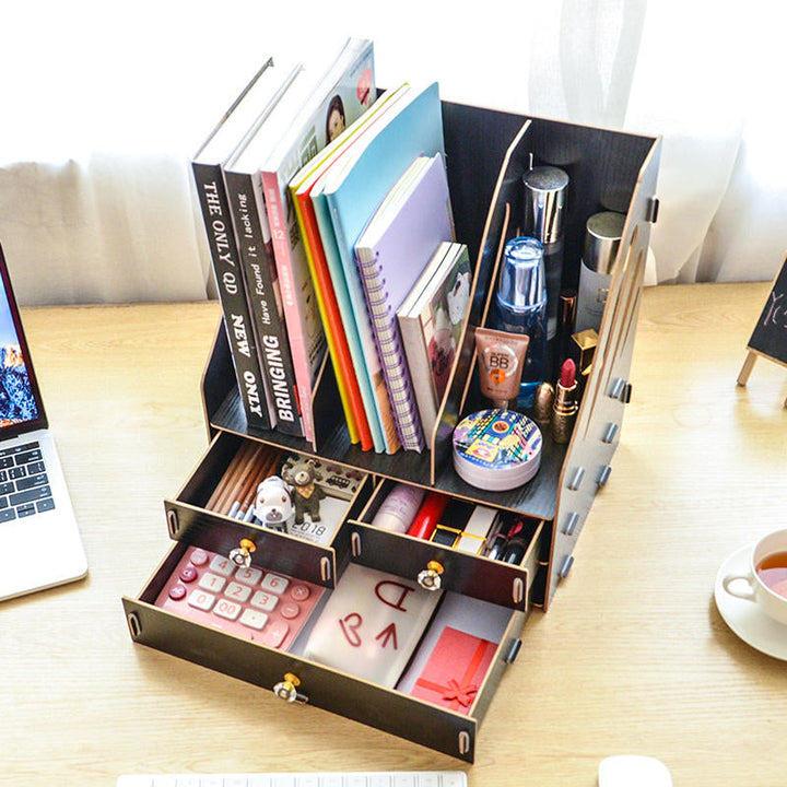 Office Supplies Desktop Storage Box Drawer Type Book Stand Creative Bookshelf Materials Rack Image 3