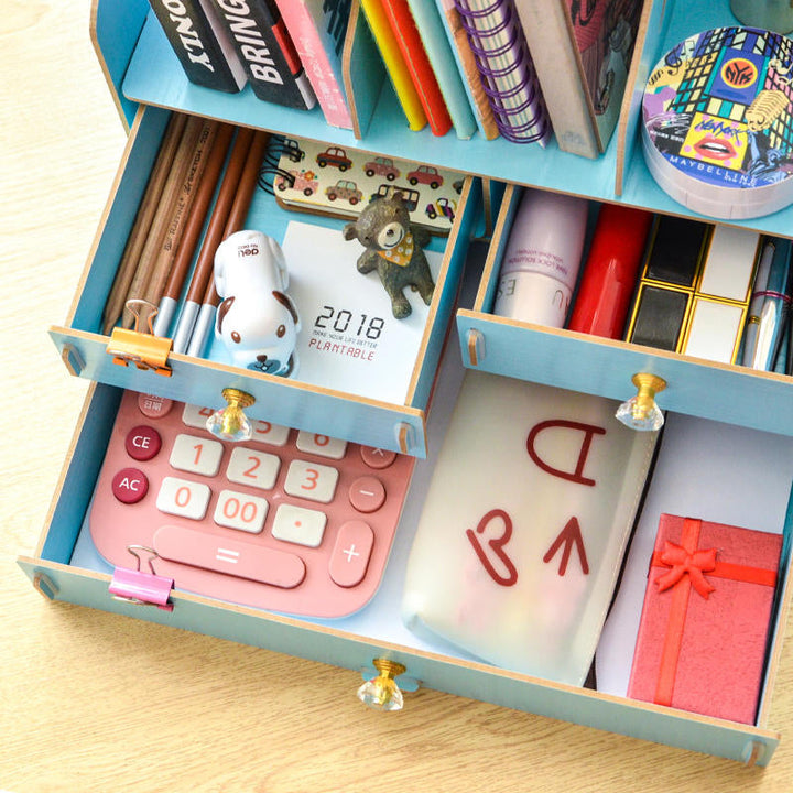 Office Supplies Desktop Storage Box Drawer Type Book Stand Creative Bookshelf Materials Rack Image 5