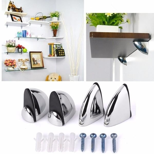 Polished Chrome Glass Shelf Support Clamp Brackets Bathroom For Shelves Image 1