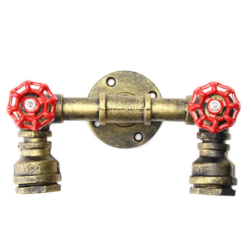 Retro Wall Lamp Industrial Iron Dual Water Pipe Shape Sconce Light Fixture Fitting Image 1